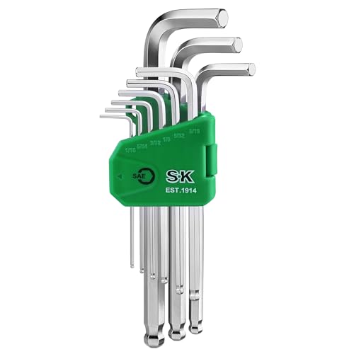 SK SAE Allen Wrenches Sets, 9-Piece L-Shaped Hex Key Set, S2 Steel - style: SAE