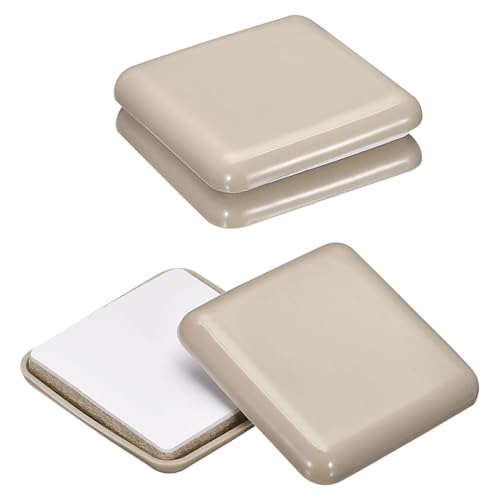 uxcell Furniture Sliders, 4Pcs 2" - Plastic Self-Adhesive Square Sliding Pads, Chair Glides for Carpeted Tile Vinyl Hardwood Floors (Grey) - size: 2"