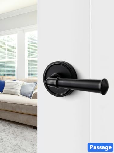 Door Handle Black Passage Door Lever Black DoorHandle, 1 Pack - color: Black