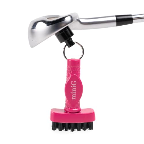 Grooveit Pink Mini Golf Brush The MiniG 'Dry Scrubber' Features A Detachable Magnet, Heavy-Duty Nylon Bristles, and 3-Yr Warranty - Used On All Professional Golf Tours - Golf Accessory of 2023 - color: Pink