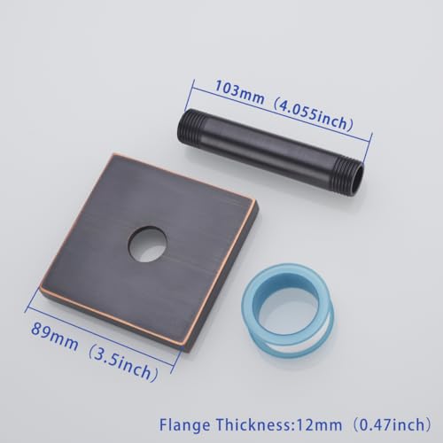 Shower Head Extension Arm Wall Mounted Tube Rainfall Shower Tube Replacement Pipe Parts Stainless Oil rubbed bronze,SW-91038-4-ORB-SQ. - color: Right Angled Square Flange-4" Oil Rubbed Bronze
