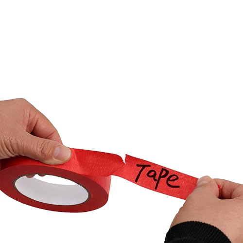 2 Pack Red Painters Tape 1 inch Wide Red Masking Tape Paint Tape Paper Tape 1 inch x 55 Yards x 2 Rolls (110 Yards in Total) - color: Red, size: 1 Inch (2-Pack)