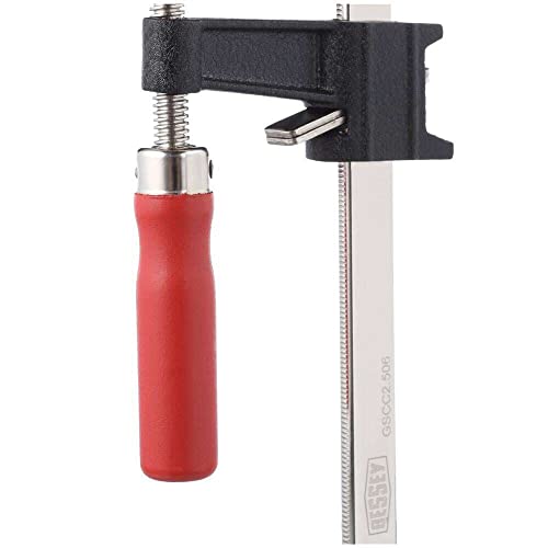 BESSEY GSCC4PK-C Clamp Set for Woodworking, F-style with Wood Handle, Replaceable Pads, 2 x 6 In and 2 x 12 In, 600 lb, Red/Black/Silver - size: 2 x 6 IN and 2 x 12 In., style: 600 lb (Set of 2)