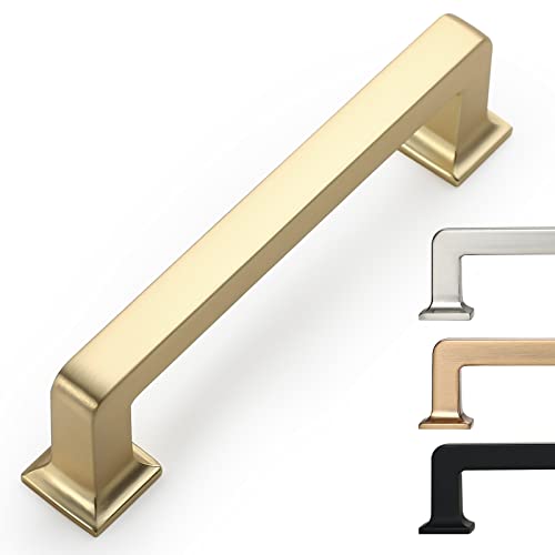 9BUILD 10 Pack 3.75 Inch Brushed Brass Cabinet Pulls,Kitchen Hardware - color: Brushed Brass, size: 3.75"/96MM Hole Center