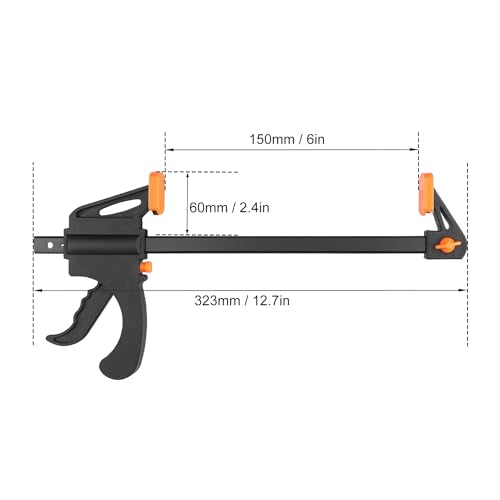 8 Pack 6 Inch F Bar Clamp, Medium Duty 160lbs One Handed Clamps/Spreader, Bar Clamps for Woodworking, Crafting, by GENHAKON - size: 8 Pack 6 Inch