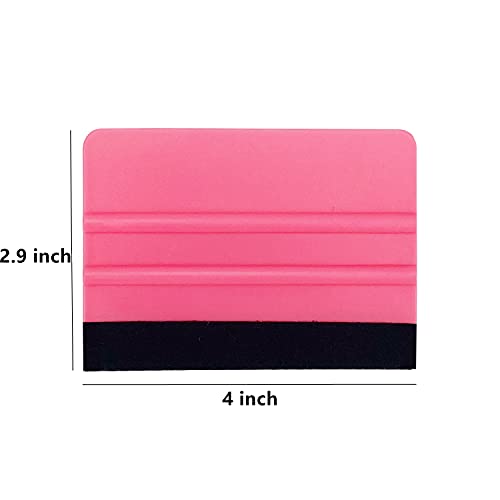 CCyanzi 4inch Vinyl Squeegee Tool Window Film Squeegee Decal Scraper Sign-Making Graphic Wallpaper Application, Felt Edge Protection Prevents Scratches - 10Piece Pink - color: Pink