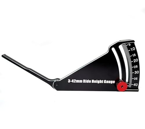 RC Car Ride Height Gauge Adjustable 3-42mm RC Wheel Height Rim Camber Gauge | Wide 3-42mm adjustable range for height&rim camber, durable alloy construction, clear sliding markings, compact pit-side tool