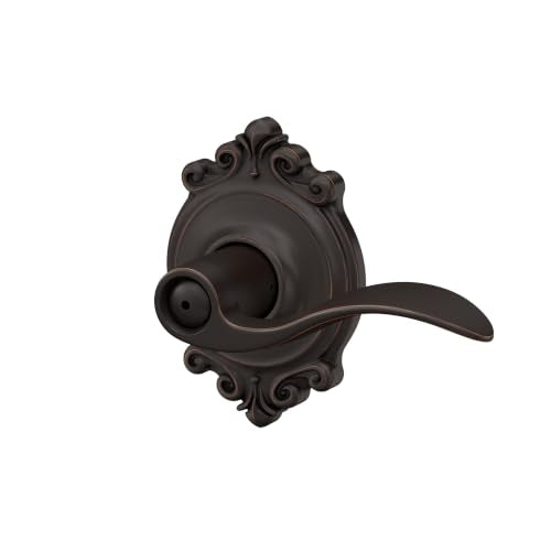 SCHLAGE Accent Bed/Bath Privacy Door Handle with Lock, Aged Bronze - color: Aged Bronze, size: Brookshire