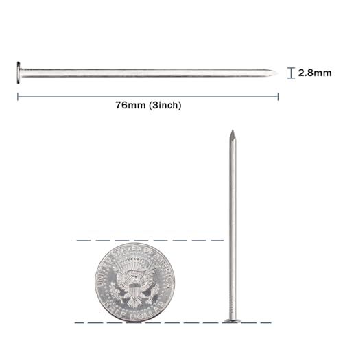 JEGONFRI 60PCS 3" Nickel Plated Flat Head Nails for Hanging, Wood Nails - color: Silver, size: 3 In , 60 Pcs