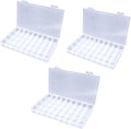 3PCS 36 Grids Large Plastic Organizer Box with Dividers, Compartment Organizer Box for Nail Accessories/Screw/Sewing Arts and Oil Paint, Bead Storage Containers 14.9 Inch x 9.2 Inch x 1.9 Inch (Clear) - size: 3PCS 36Grids