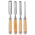 4Pcs Carbon Steel Wood Chisel Set, Beveled Blades with Guards, Wood Handle Woodworking DIY Tools (1/4", 1/2", 3/4", 1")