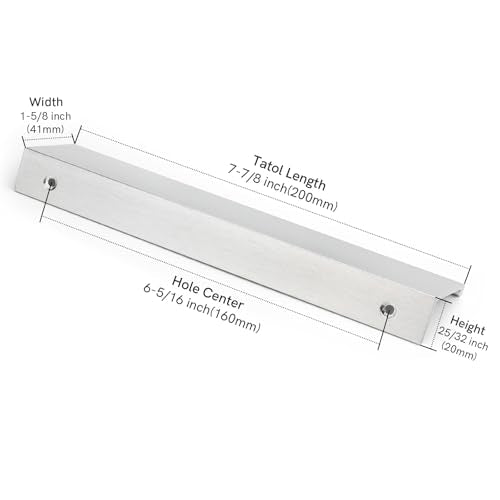 Rergy 10 Pack 6-1/4" Cabinet Pulls Brushed Nickel Finger Pulls for Cabinets - color: Brushed Nickel, size: Hole Center: 6-1/4in(160mm)