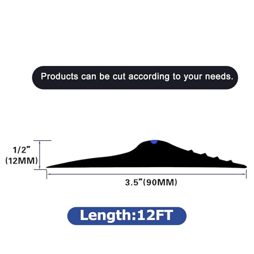 ToLanbbt 12Ft/3.7M Universal Garage Threshold Seal Strip with 300ml Black Sealant/Adhesive, Garage Door Bottom Weatherproof Strip Rubber DIY Weather Stripping Replacement (Black-Blue Line) - color: Black+Blue, size: 12 Ft (incl. 1 adhesive)