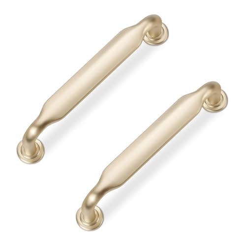 10 Pack 3-3/4 Inch Cabinet Pulls Brushed Brass Kitchen Cabinet Handles Zinc Alloy Drawer Pulls Solid Cabinet Hardware - color: Brushed Brass, size: 3-3/4'' Hole Center(96mm)