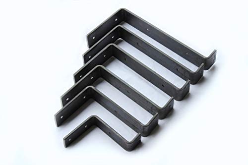 Shelf Brackets | Steel Handcrafted, 2 Inches Wide, 2 Inch Lip (Set of 2, Amish Made in Lancaster County, PA, Brackets Only, Shelf Not Included) | by Urban Legacy (7 " deep)