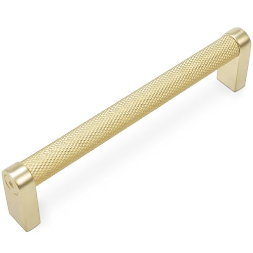 10 Pack 6-1/4 inch(160mm) Brushed Brass Kitchen Cabinet Handles Knurled Cabinet Pulls Gold Drawer Pulls Kitchen Cabinet Hardware Handles Drawer Pulls Dresser Handles - color: Brushed Brass, size: 6-1/4" Hole Center（160mm）