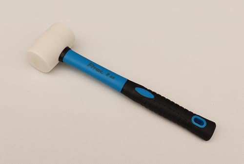 8-Ounces White Solid Rubber Mallet, Fiberglass Handle with Soft Rubber Grip, Total Weight 0.88LB, Non Marking Hammer (8oz) - size: 8oz