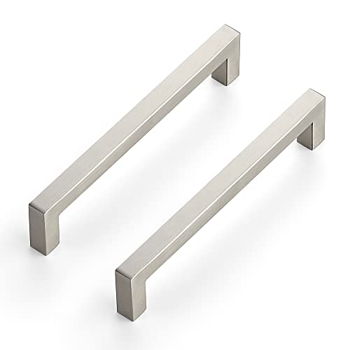 Ravinte Brushed Nickel Cabinet Handles Square Pulls 6-1/4 Inch 30 Pack | Stainless Steel, Square Bar Grip, Drawer Pulls, Kitchen Cabinet Hardware, For Cupboards, Drawers, Dressers, Cabinets - color: Brushed Nickel