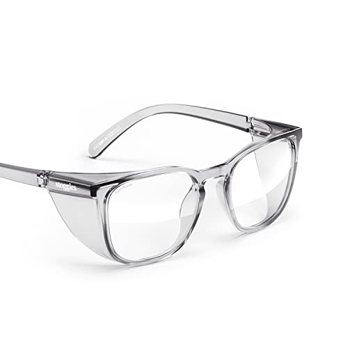 Stoggles Square Z87.1 Certified Polycarbonate Safety Glasses, Anti-Fog - color: Charcoal, size: Medium