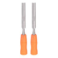 HARFINGTON 2pcs Wood Chisel 1/2" Carbon Steel Inner Beveled Edge Blade Wood Working Flat Chisel with Plastic Non-Slip Handle for Woodworking Carving DIY Projects, Orange - size: 1/2"