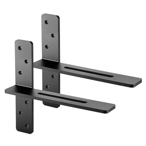 VEVOR T Shelf Brackets, 200 lbs Capacity, 2 Pcs, 14 inch Solid Steel Heavy Duty with Screws for Floating Shelves, Countertop Support Hardware - size: 14x2.89x12 in