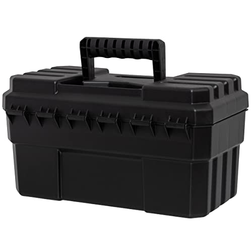 Akro-Mils 14" Plastic Toolbox with Removable Tray,Steel Latch & Padlock Eye,Industrial-Grade Tool Box for Tools,Crafts,First Aid & Hobby Supplies, 14"x8"x8",Made in USA, Black (09514) (Pack of 6) - color: Black, size: 6-Pack