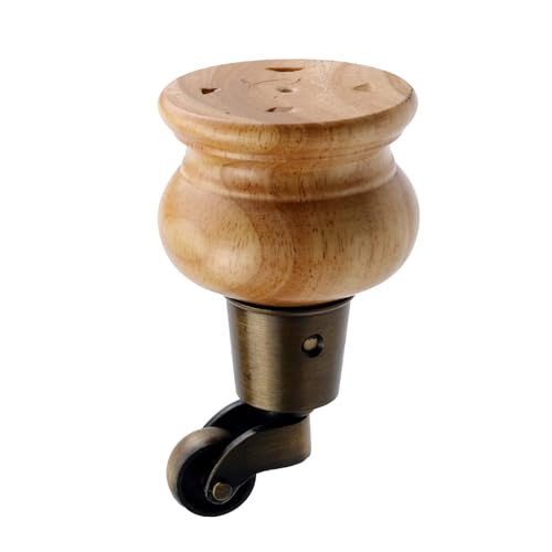 4pcs 4.72" Wooden Furniture Legs with Furniture Casters - color: Wood Color, size: Height: 4.72"