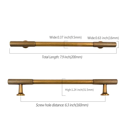 Asidrama 10 Pack 6.3 inch Antique Brass Kitchen Cabinet Handles - color: Antique Brass, size: 6.3" Hole Center