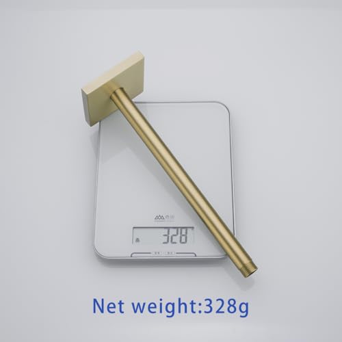 Wall Mounted Stainless Steel Shower Head Extension Arm Bathroom Accessories 12 Inch Brushed Gold,SW-91038-12BG-SQ. - color: Right Angled Square Flange-12" Brushed Gold