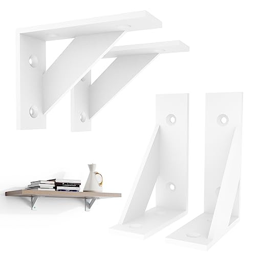 White Shelf Brackets 3 x 4 Inch, Wall Mounted Small Shelf Bracket 4Pack - size: 3x4inch-white