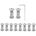 HARFINGTON 10 Set M6x12mm Hex Drive Socket Cap Bolt and M6x15mm Nuts with M4 Hex Wrench, Furniture Connector Bolts and Screws for Furniture Countersunk Belt, Silver - size: M6x12mm, M6x15mm