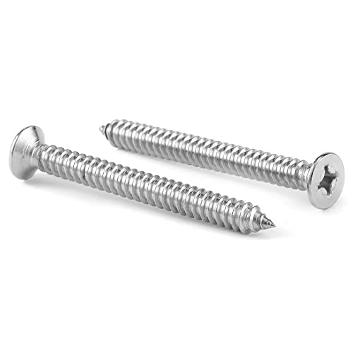 #7 x 1-3/4" Wood Screw 100Pcs 18-8 (304) Stainless Steel Screws Flat Head Phillips Fast Self Tapping Drywall Screws by SG TZH - size: #7 x 1-3/4"