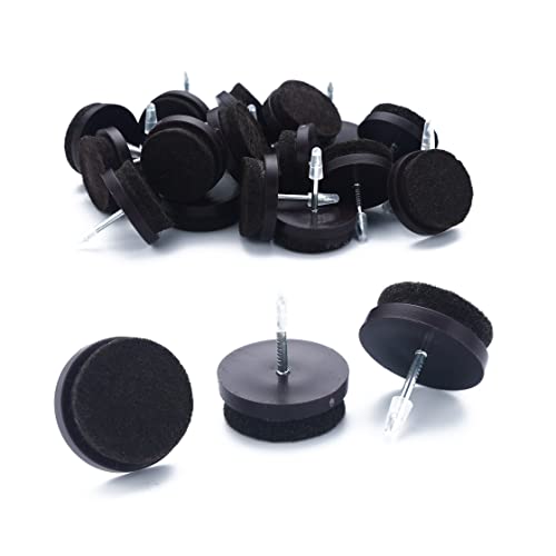 Furniture Felt Pads Nail-on Heavy Duty Felt Pad Chair Sliders Round Chair Leg Floor Protectors 1" Furniture Leg Protector 24 Pack - size: 1" (Round, Brown)