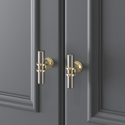 Haliwu 10Pack Brushed Nickel and Gold Cabinet Knobs | Solid Aluminum and Zinc Alloy, Single Hole, Kitchen Knobs for Drawer Dresser Hardware - color: Brushed nickel&Gold, size: 2-inch (50mm) single hole