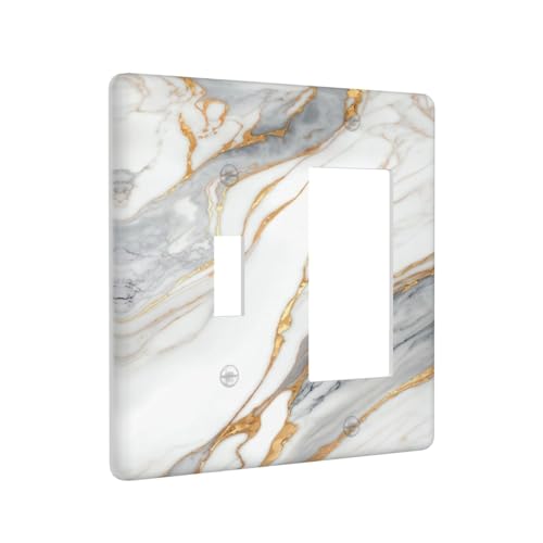 White Gray Gold Marble Light Switch Cover Decorative Wall Plate - color: 2 Gang 1 Toggle 1 Rocker Comb