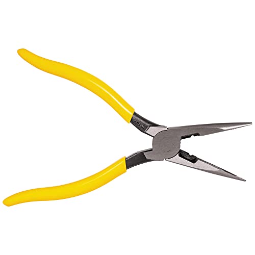 Klein Tools D203-8N Needle Nose Pliers and Wire Stripper, Long Nose Side Cutters with Wire Striping Hole, Heavy Duty Alligator Pliers, 8-Inch - style: Side Cutting/Wire Stripping