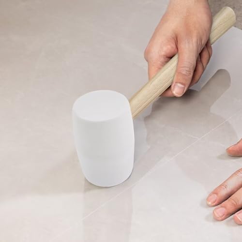 Gunpla Rubber Mallet - 8 oz Anti-Slip Wooden Handle Soft Double Face White Rubber Head Mallet for DIY, Tile Setting, Laminate Flooring Installs & More - size: 8oz