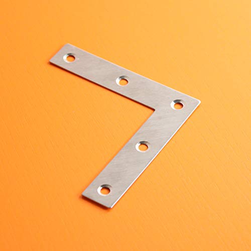 Stainless Steel L Shape Flat Corner Brace Bracket for Wood, Metal Fixing Joining Support Brace for Shelves, Furniture and Cabinet 10 Pack (80x80mm) - size: 80 x 80 mm