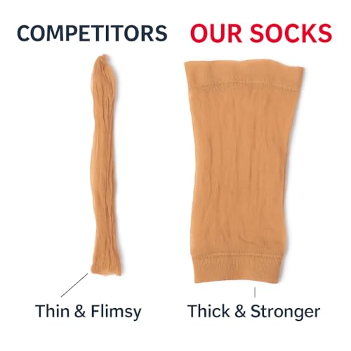 Leather Hero Disposable Try On Socks - Tan Footies for Women, 72 Pairs/144 Pieces