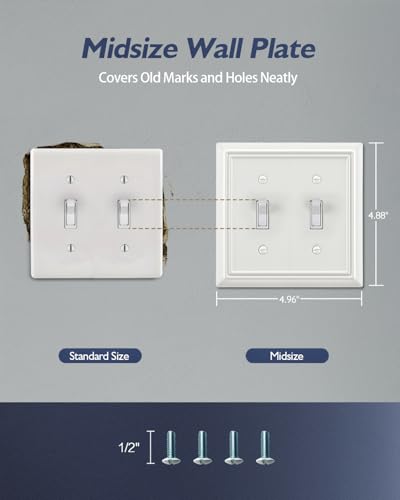 Switch Plates Outlet Covers, 2-Pack Metal Wall Plates, Off White - color: Off White, size: 2 Toggle 2PK