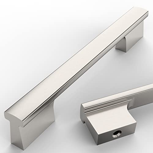 Asidrama 10 Pack 5 Inch(128mm) Brushed Satin Nickel Cabinet Pulls Kitchen Cabinet Handles Satin Nickel Cabinet Pulls Cabinet Hardware for Cupboard Drawer - color: Brushed Satin Nickel, size: 5" Hole Center(128mm)