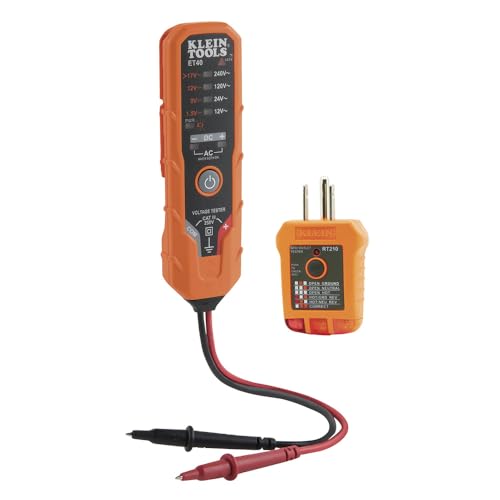 Klein Tools ET40VP Voltage Test Kit, GFCI Receptacle Tester, AC/DC Voltage Tester, Detects Common Electrical Wiring Problems - size: 2-Piece Tester Kit
