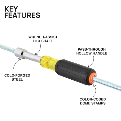 Klein Tools 65456 Hollow-Shaft Nut Driver Set, Heavy-Duty, Color-Coded Hex Sizes 1/4 to 9/16-Inch, Cushion-Grip Handles, 6-Piece - size: 6-Piece Set