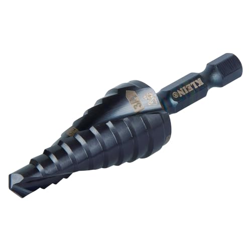 Klein Tools QRST03 Step Drill Bit, Quick Release Spiral Double-Fluted, 1/4 to 3/4-Inch, Hex Shank, Cut Steel, Wood, Plastic, Aluminum - size: 1/4 to 3/4-Inch, style: Quick Release