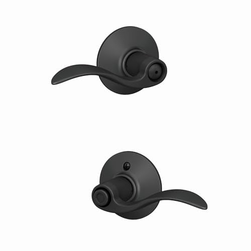 Schlage F40 ACC 622 Accent Door Lever, Bed & Bath Privacy Lock, Matte Black - color: Matte Black, size: Standard