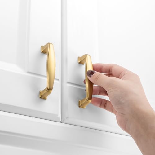 KOOFIZO 10 Pack 3 in Brushed Gold Cabinet Pulls, Gold Drawer Handles 1817 - color: Brushed Gold, size: 3" CC - 10Pcs