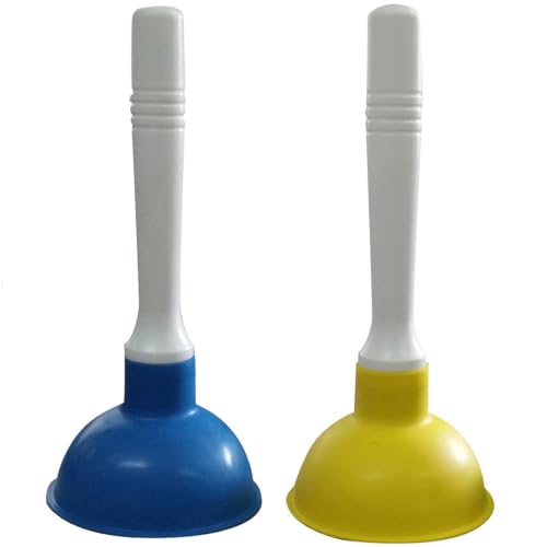 Drain Plunger, Mini Sink Unclogger, Small 4-Inch Clog Remover - color: Blue + Yellow