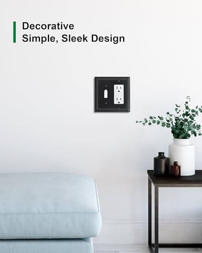 2-Pack Bamboo Fiber Combo Toggle/Decorator Light Switch Cover Plate - color: Matte Black, size: 1 Toggle/1 Decorator 2PK