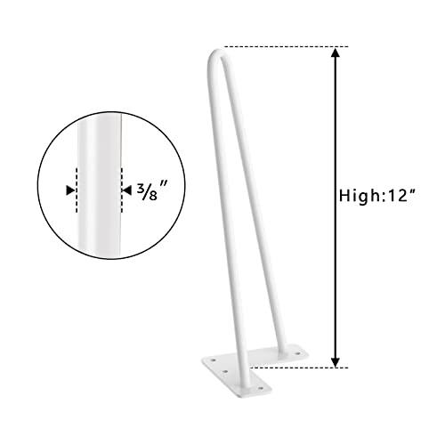 SMARTSTANDARD 12 Inch Heavy Duty Hairpin Furniture Legs, White 4PCS - color: White, size: 12 Inch