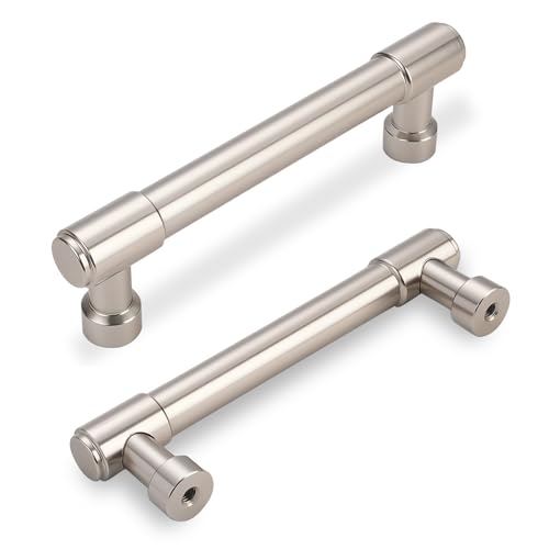 10 Pack 3-3/4 Inch(96mm) Kitchen Cabinet Handles Brushed Satin Nickel Cabinet Pulls Drawer Pulls Solid Cabinet Hardware - color: Brushed Satin Nickel, size: 3-3/4'' Hole Center(96mm)